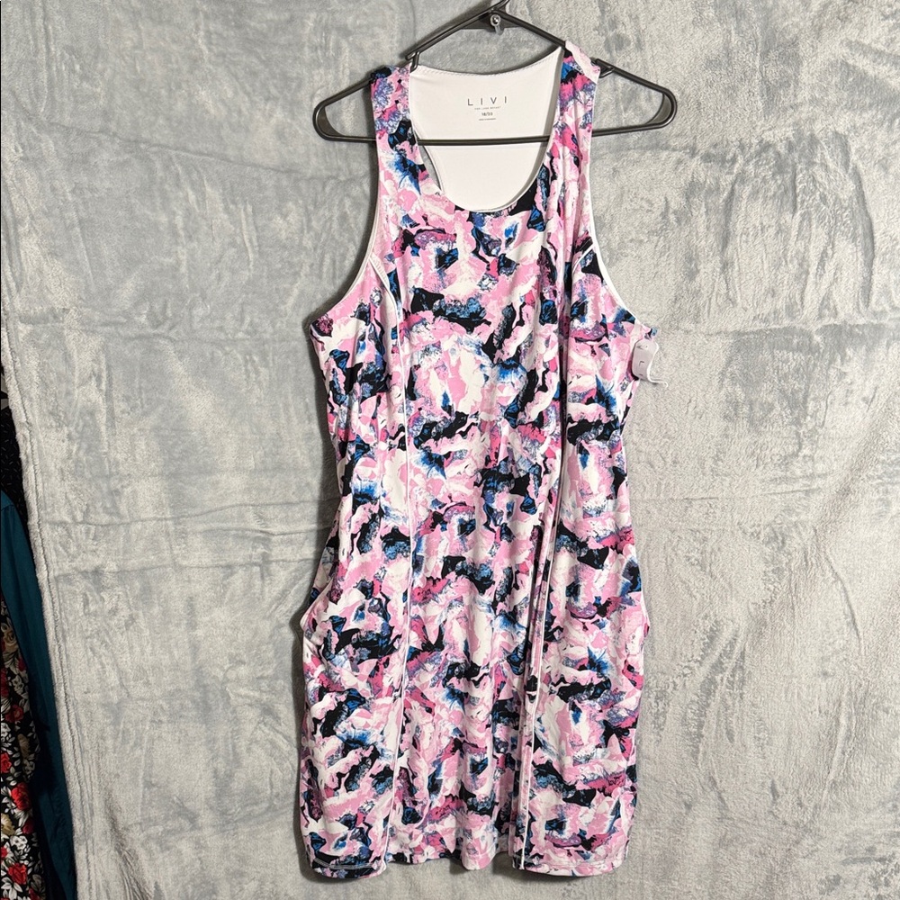Lane Bryant dress NWT athletic Pink Blue Abstract Dress size 18/20 equals 2X